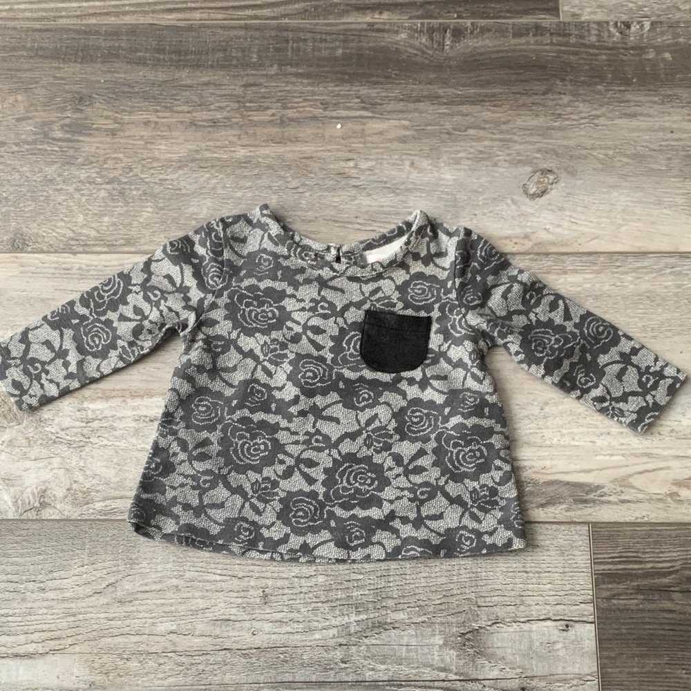 Joe Fresh Gray Floral Long Sleeve Kids‎ Tee